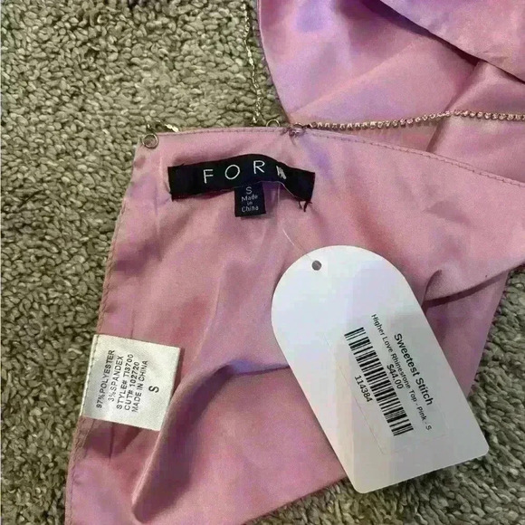 Backless Satiny Pink Crop Tank with Jeweled Spaghetti Straps Size S - Picture 8 of 10